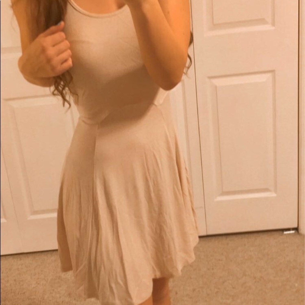 Tank Skater Dress- Cream/ tan